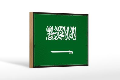 Holzschild Flagge Saudi-Arabien 18x12cm Retro Saudi Arabia Deko Schild