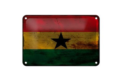 Blechschild Flagge Ghana 18x12 cm Flag of Ghana Rost Deko Schild
