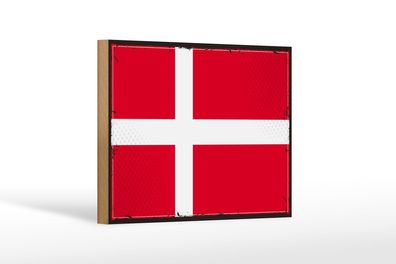 Holzschild Flagge Dänemarks 18x12 cm Retro Flag of Denmark Deko Schild