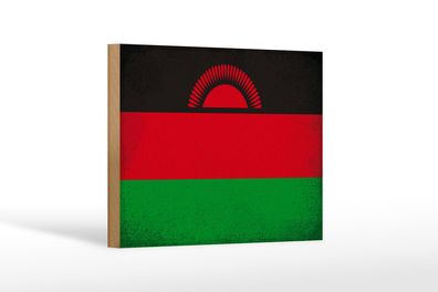 Holzschild Flagge Malawi 18x12 cm Flag of Malawi Vintage Deko Schild