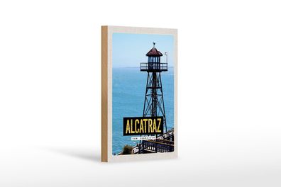 Holzschild Reise 12x18 cm San Francisco Alcatraz Meer Turm Schild