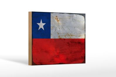 Holzschild Flagge Chile 18x12 cm Flag of Chile Rost Deko Schild