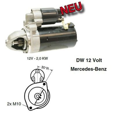 Anlasser, Starter, DW 12 Volt, 2, 0kW, Mercedes Benz, Sprinter, Vito, E + C Klasse