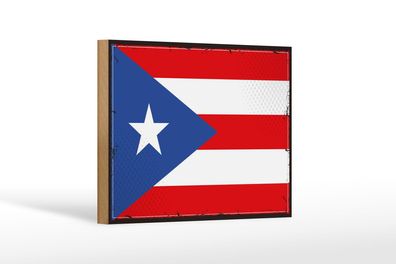 Holzschild Flagge Puerto Ricos 18x12 cm Retro Puerto Rico Deko Schild