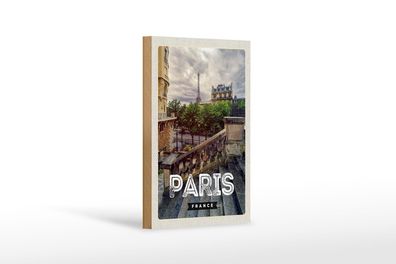 Holzschild Reise 12x18 cm Paris Frankreich Eiffelturm Stadt Schild