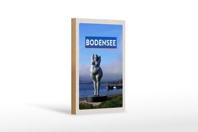 Holzschild Reise 12x18 cm Bodensee Deutschland Skulptur Ufer Schild