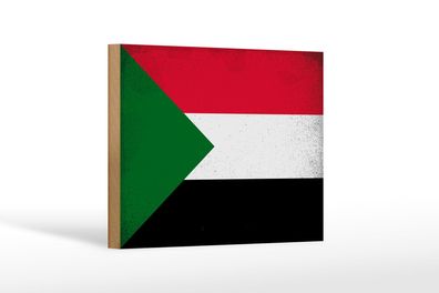 Holzschild Flagge Sudan 18x12 cm Flag of Sudan Vintage Deko Schild