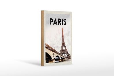 Holzschild Reise 12x18 cm Paris Frankreich Eiffelturm Tourismus Schild