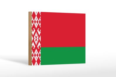 Holzschild Flagge Weißrussland 18x12 cm Flag of Belarus Deko Schild