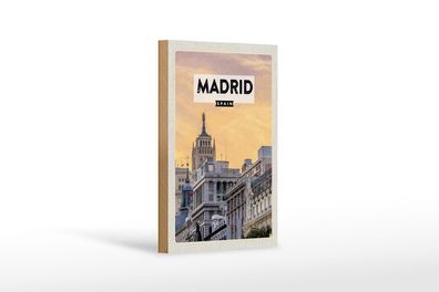 Holzschild Reise 12x18 cm Madrid Spanien kurz Trip Deko Schild