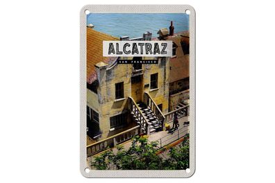 Blechschild Reise 12x18 cm Alcatraz San Fancisco Meer Urlaub Schild