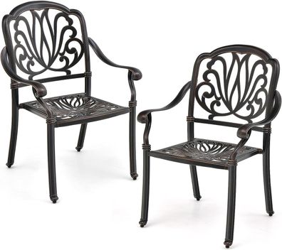 2er Set Gartenstühle aus Aluminiumguss, Stapelstühle, stapelbare Terrassenstühle