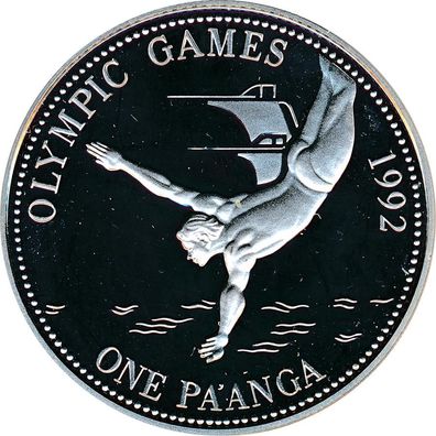 Tonga 1 Paanga 1991 PP Olympiade 1992 in Barcelona - Turmspringen Silber*