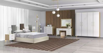 Schlafzimmer Set Bett 2x Nachttisch Kommode 7tlg Neu Design Luxus