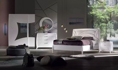 Schlafzimmer Set Bett 2x Nachttisch Kleiderschrank 6tlg Neu Design Luxus