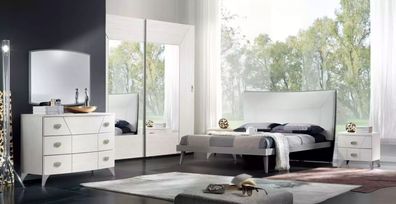 Schlafzimmer Set Bett 2x Nachttische Kommode 6tlg. Design Luxus neu