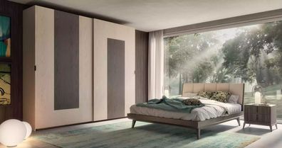 Schlafzimmer Set Bett 2x Nachttische Kleiderschrank Design Luxus neu 4tlg