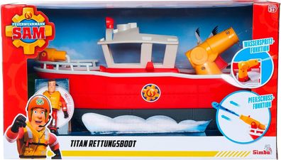 Simba 109252580 - Feuerwehrmann Sam Feuerwehrboot Titan, 32cm, schwimmendes Spielz...