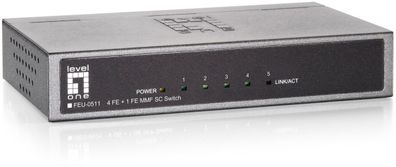LevelOne FEU-0511 4 Port Fast Ethernet Switch + 1 MMF SC