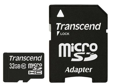 Transcend 32GB microSDHC Class 10 + SD-Adapter