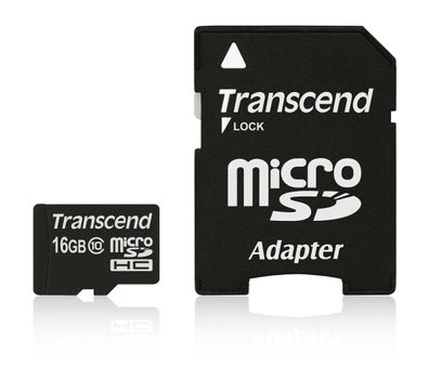 Transcend 16GB microSDHC Class 10 + SD-Adapter