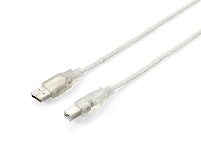 equip USB 2.0 Anschlusskabel A-Stecker/ B-Stecker 1,8m transp.