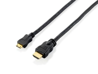 equip High Speed miniHDMI zu HDMI Kabel m. Ethernet 1m schw.