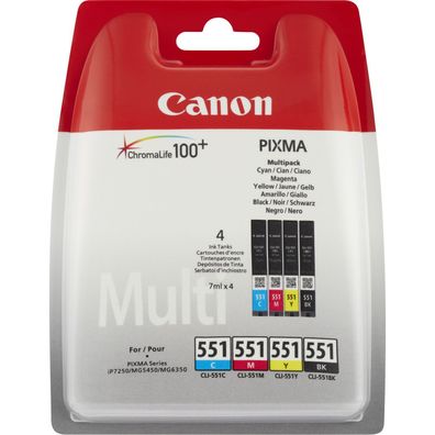 Canon Tintenpatronen CLI-551 Multipack (C/ M/ Y/ BK)