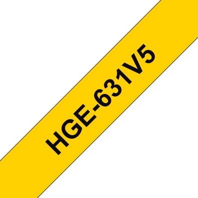 Schriftband HG-631V5 (5 Stk) Schwarz auf Gelb 12mm x 8m