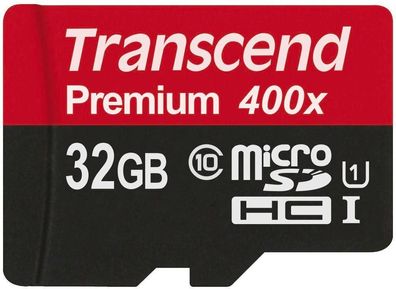Transcend 32GB microSDHC Class 10 UHS-I 400x, rot