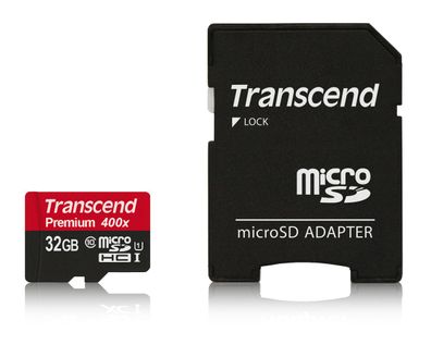 Transcend 32GB microSDHC Class 10 UHS-I 400x + SD Adapter