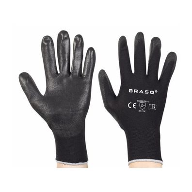 Polyester-Handschuh + schwarze PU-Beschichtung