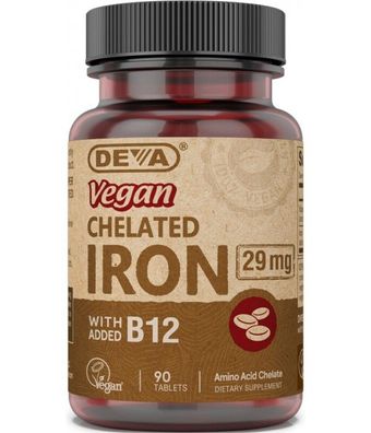 Deva, Vegan Chelated Iron, 29mg, 90 Veg. Tabletten