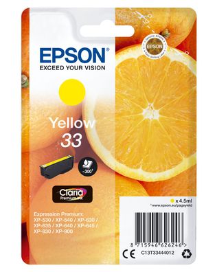 Epson Tintenpatrone 33 Gelb (Y) (ca.300 S.)