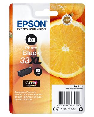 Epson Tintenpatrone 33XL Photoschwarz (PBK) (ca.400 Bilder)