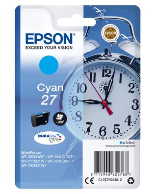 Epson Tintenpatrone 27 Cyan (ca. 3,6ml)