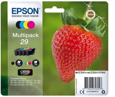 Epson Tintenpatrone 29 Multipack (BK/ M/ C/ Y) (ca.180 Seiten)