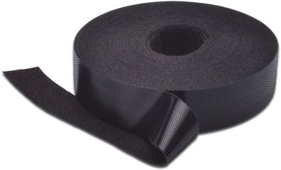 Digitus Velcro Klettband, 20 mm breit, 10 m Rolle, Schwarz