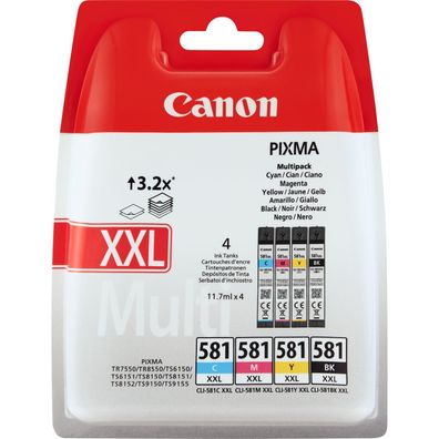 Canon Tintenpatrone CLI-581XXL Multipack (C/ M/ Y/ BK)