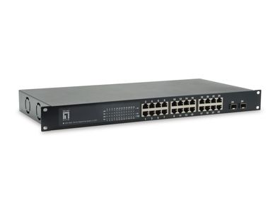 LevelOne 26-Port Gigabit PoE Switch, 2 x SFP, 24 PoE, 630W
