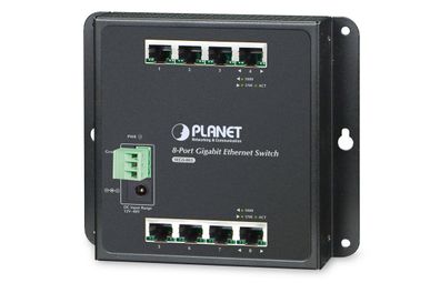 PLANET Industrial 8x GE T Wall-mount Switch