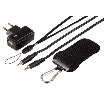 Hama Universal Set Tasche Schutz-Hülle Socke Ladegerät Kabel für MP4- MP3-Player