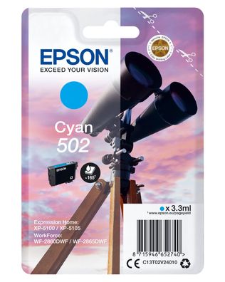 Epson Tintenpatrone 502 Cyan (ca.160 Seiten)