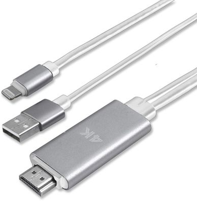 4smarts Lightning auf HDMI Kabel inkl. Ladefunktion 1.8m, weiß