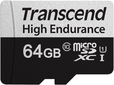 Transcend 64GB microSD 350V UHS-I U1, class 10 High Endurance
