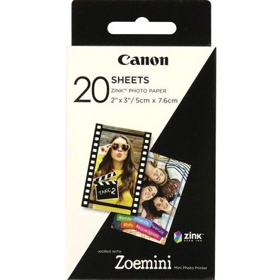Canon ZINK Fotopapier selbstklebend 20 Blatt (5x7,5cm)