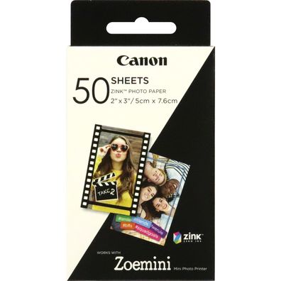 Canon ZINK Fotopapier selbstklebend 50 Blatt (5x7,5cm)