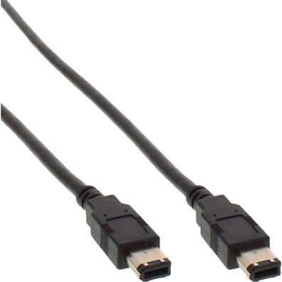 InLine® FireWire Kabel, IEEE1394 6pol Stecker / Stecker, schwarz, 10m, schwarz