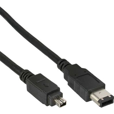 InLine® FireWire Kabel, IEEE1394 4pol Stecker zu 6pol Stecker, schwarz, 1,8m, sc