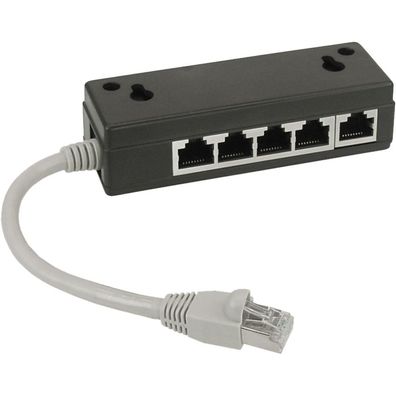 InLine® ISDN Verteiler, 5x RJ45 Buchse, 15cm Kabel, mit Endwiderständen, schwarz